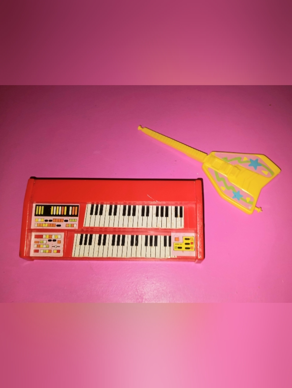 Barbie Doll Red Keyboard yellow guitar music band 80s